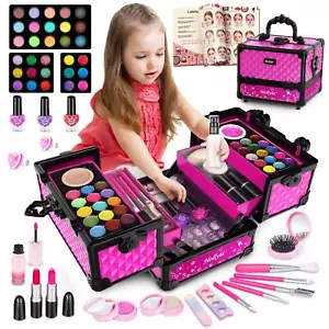 62 - Pcs Washable Makeup Set for 3 - 12 Yr Old Girls, Dress - Up, Birthday Gift - Picture 1 of 50