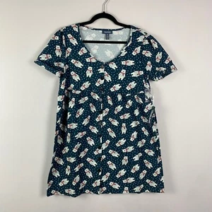 Modcloth Pleased With Ease Babydoll Dress Size Medium Polar Bear Print Mini - Picture 1 of 9