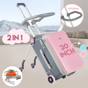 2 In1 Kids Luggage Case 20inch Carry On Suitcase Ride On Trolley w/ Guardrails - Picture 1 of 16