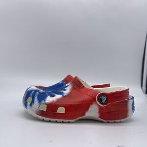 Crocs Iconic Comfort Classic Tie Dye Clogs Unisex Kids Shoes, Size C13