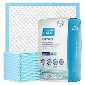 100 x Disposable Incontinence Bed Pads | 60 x 60 cm | CARA Protection Sheets - Picture 1 of 6