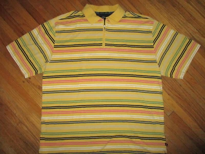 CALLAWAY STRETCH JERSEY POLO SHIRT Golf Performance Yellow Colorful Stripes XL - Image 1 of 2