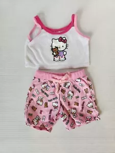 2006 Build A Bear Hello Kitty Pyjama kurzes und Tankoberteil mit rosa Glitzer - Bild 1 von 5