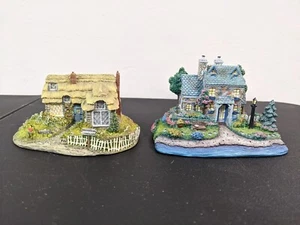 Set of 2 Hawthorne Architechtural Register Cottages Sculptures Thomas Kinkade - Picture 1 of 14