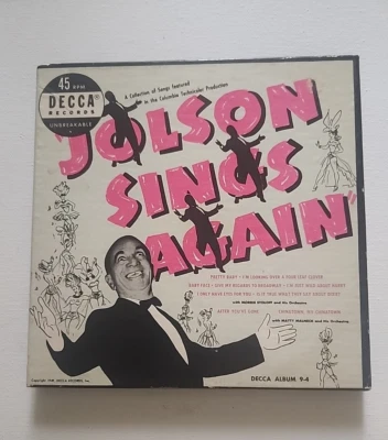 JOLSON SINGS AGAIN - Vintage 1950's 7" Vinyl 45rpm BOX SET VG Decca 9-4 - Image 1 of 4