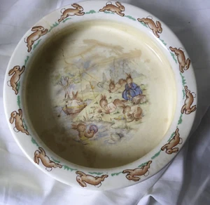 Royal Doulton Bunnykins Porridge Bowl "River Picnic" 1936 England Swim Vintage - Bild 1 von 11