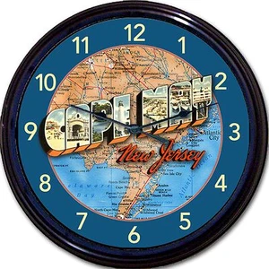 Cape May NJ Jersey Shore Victorian Large Letter Postcard Map Wall Clock New 10" - Picture 1 of 1
