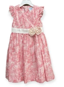 Luli & Me Full Smocked Dress Ruffle Sleeves And Back Sash Bow Size 5 New - Picture 1 of 9