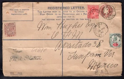 GB Liverpool Monument Place 1910 Registered Letter Cover to MEXICO. Receiver - Image 1 of 2
