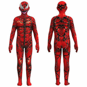 Kids Venom 2 Carnage Cletus Kasady Cosplay Costume Zentai Jumpsuit Halloween 