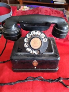 50er Jahre schwedisches Metall Tischtelefon Schweden schwer original Nachlass selten schwarz - Bild 1 von 13