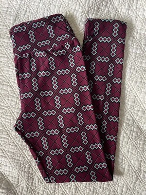 Lularoe Leggings OS Mint Green Black Burgundy Mosaic Geometric Diamonds 2016 - Image 1 of 2