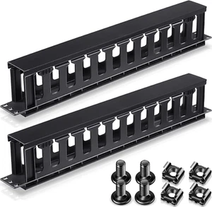4 Packs 1U Rack Cable Management Sleeves Horizontal 12 Slot Cable Management Cli - Afbeelding 1 van 12