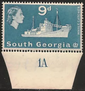South Georgia #9 (A1) VF MNH - 1963 9p Whaling Ship and Queen Elizabeth II - Picture 1 of 1