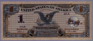 1899 United States USA $1 Gold Foil Banknote Great Gift - Picture 1 of 3