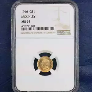 1916 G1$ McKinley Commemorative Gold 1$ - NGC MS64 - Picture 1 of 4