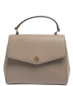 TORY BURCH Leather Robinson Top Handle Crossbody bag Grey Henron 498$ - Picture 1 of 14