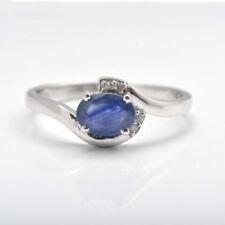 925 Sterling Silver Oval Cut Blue Sapphire Gemstone Ring Women Jewelry