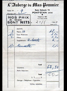 PONT-D'AIN (01) HOTEL RESTAURANT "AUBERGE DU MAS POMMIER" en 1965