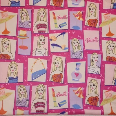 2004 Vintage Barbie Flannel Fabric 1 yard 33 1/2" Piece by Mattel #0965 - Image 1 of 4