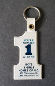 Vintage You're Number 1 With Us Boys & Girls Homes of NC Key Fob White Blue - Picture 1 of 2