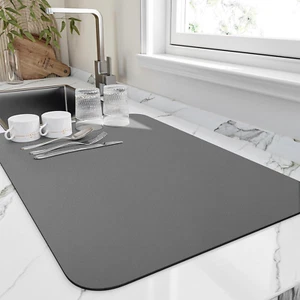 Dish Drying Mat for Kitchen Counter, Heat Resistant Drainer Mats with Non-Slip R - Picture 1 of 12