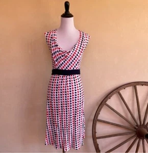 EVA FRANCO Dress White w/ Red & Blue Birds Tie at Waist Comfy Summer Easy Care 8 - Picture 1 of 13