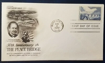 Peace Bridge FDC 13 Cents Scott 1721 AirCraft  - Image 1 of 2