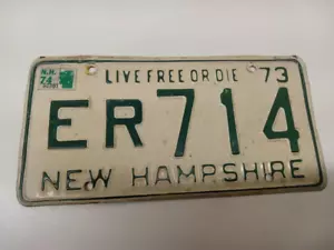 Vintage NH New Hampshire License Plate Barn find 1973 73 ER 714 - Picture 1 of 2