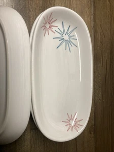 WALKER CHINA RESTAURANT WARE CELERY DISHES Starburst PATTERN SET OF 5 - Picture 1 of 6