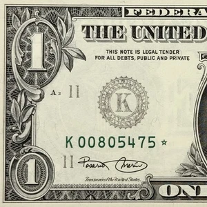 Faded Overprint 2003 $1 Star Note Fr. 1929-K* Dallas FRN Raw Uncirculated (475*) - Picture 1 of 3