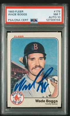 Fleer #179 1983 Wade Boggs radiocontrol Red Sox Hof PSA 7 ADN automático 10 autógrafo firmado Foto 1 de 2