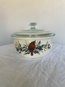 LENOX WINTER GREETINGS CASSEROLE 1.5 QT  GLASS LID Holiday Catherine McClung - Picture 1 of 8
