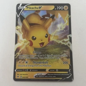 Pikachu V 043/185 Ultra Rare SWSH Vivid Voltage Pokemon TCG NM 2020 - Picture 1 of 2