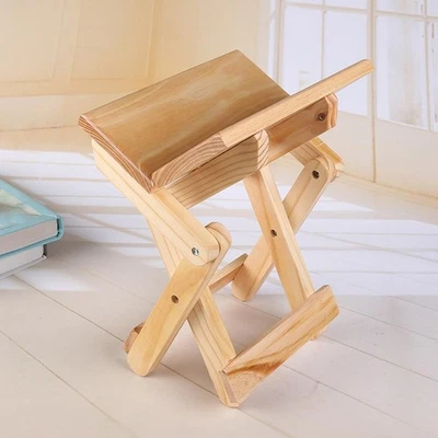 Portable Wood Stool Lightweight Small Chair Seat for Outdoor Fishing Patio - Image 1 of 4