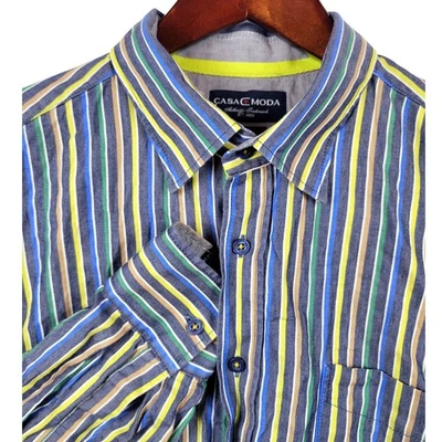 Casa Moda XXL Mens Shirt Authentic Trademark Striped Relaxed Feeling - Image 1 of 4