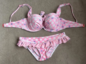 Conjunto de Bikini FLOOZIE Rosa Francés Escarcha Talla 10 34D -Trajes de Baño Playa Vacaciones - - Imagen 1 de 11