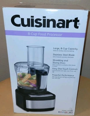Cuisinart CFP-8BK 8-Cup Food Processor Stainless/Black 120V 350W New  - Image 1 of 4