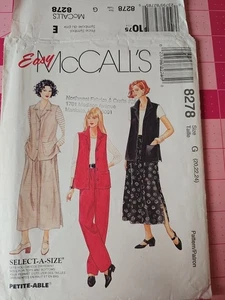 McCalls Pattern 8278 Vest Pull On Pants Top Skirt Sizes 20 22 24 UNCUT - Picture 1 of 3