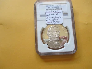 2009-P $1 LINCOLN BICENTENNIAL NGC PF 69 ULTRA CAMEO COMEMMORTIVE SILVER DOLLAR - Picture 1 of 4