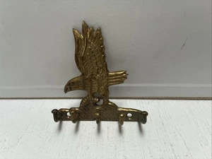 EAGLE KEY HOLDER Vintage Solid Brass Jacket Wall Hanger Hook India 3" x 3" - Picture 1 of 4