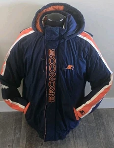 Vintage Denver Broncos NFL Pro Line Starter Puffer Jacket Size XL - Picture 1 of 12