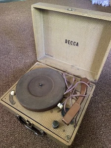 Giradischi portatile vintage Decca 45 watt 78 45 33 1/3 #braccio - Foto 1 di 18