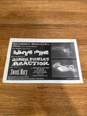 Vintage Suburban Rhythm Joker Pickles Reaction Sweet Mary Concert Show Flyer - Image 1 of 4
