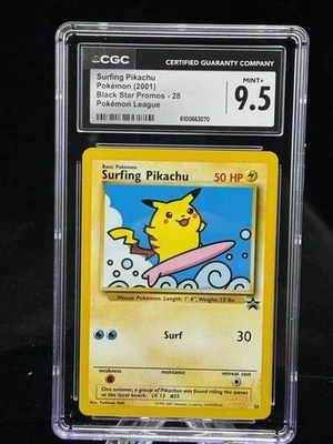 Surfing Pikachu #28 Black Star Promo Pokemon League 2001 CGC 9.5 ⚡️ 🌊 - Image 1 of 2