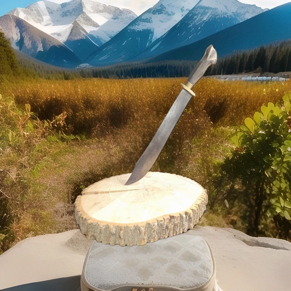 Vtg WW2 NEGRITO 21"L 15.5" Blade Philippine Bolo Carved Handle Machete Sword.OBO - Image 1 of 4