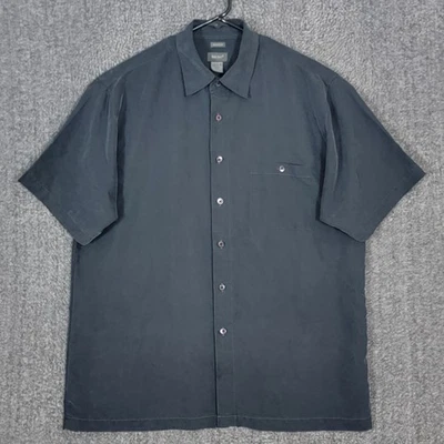 Рубашка мужская большая черная с коротким рукавом из микрофибры на пуговицах повседневный топ - Изображение 1 из 4