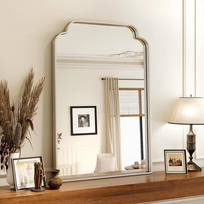 20" x 30" Silver Arch Bathroom Mirror, Wall Mounted Vanity Mirror with Metal Fra - Image 1 of 4