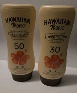 2 pk Hawaiian Tropic 8FL Sheer Touch Ultra Radiance Sunscreen SPF30/50 Exp 9/27 - Picture 1 of 2