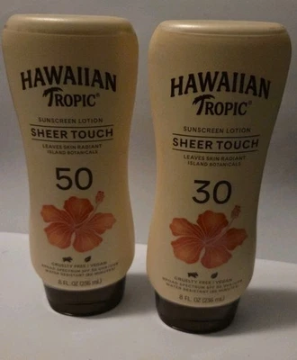 2 pk  Hawaiian Tropic 8FL Sheer Touch Ultra Radiance Sunscreen SPF30/50 Exp 9/27 - Image 1 of 2